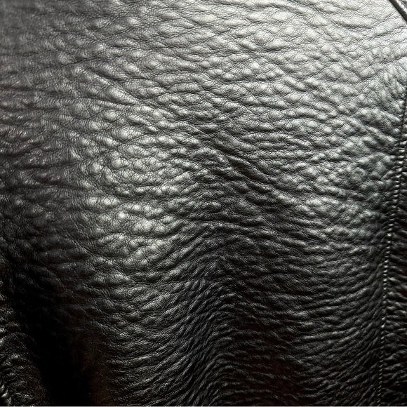 Black Heavy Faux Leather Black Moto Biker Jacket - Picture 13 of 14